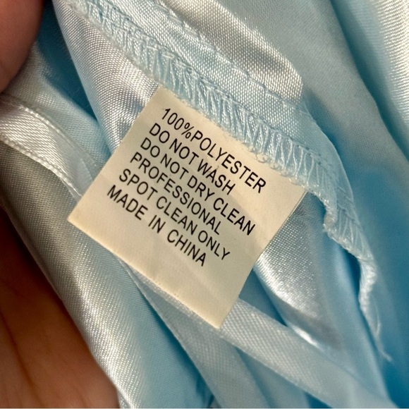 Mac Duggal Ruffle Tiered Cut Out Baby Blue Chiffon Gown Dress Size 10 - Picture 13 of 13